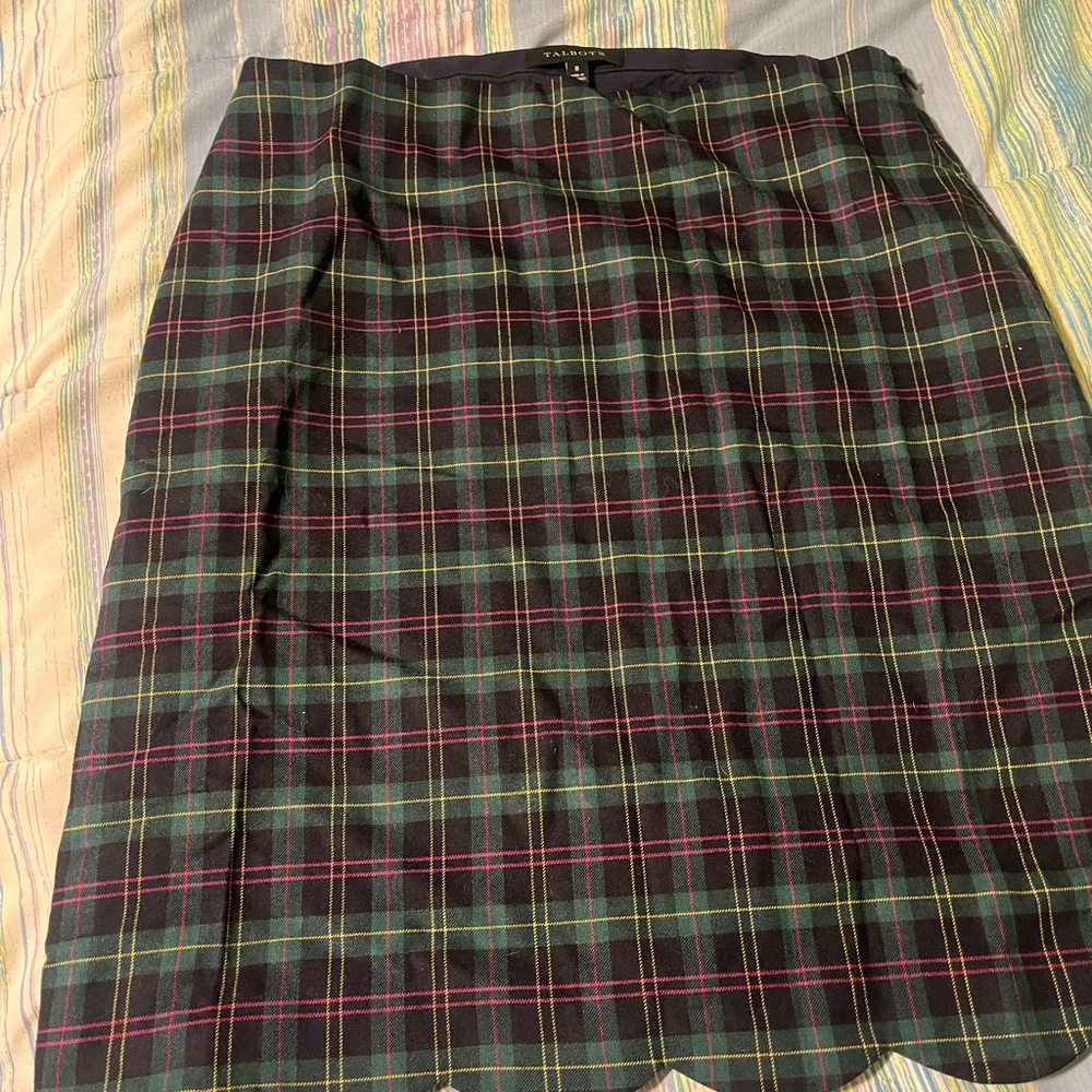 Talbots Plaid Skirt - Green and Pink
